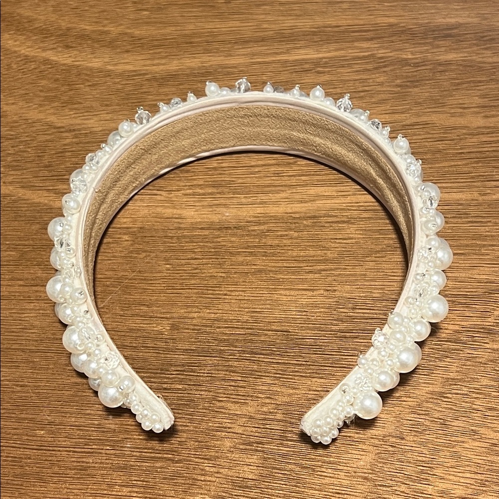 Women's Solid Color Thick Wide Retro Pearl Headband, Non-Slip Headband Hair Tie